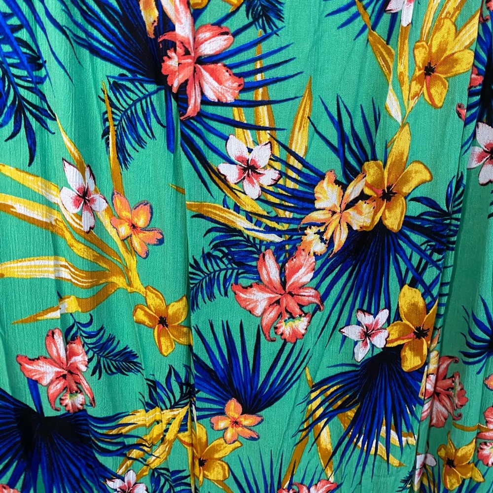 Lily Morgan Size 2X Sleeveless Maxi Dress in a Green Tropical Print Summer Sun - Picture 4 of 7